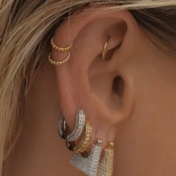 Luv Aj ACCESSORIES Pave Caree Huggies