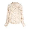 Jonathan Simkhai Halsey Moire Printed Washed Silk Puff Long Sleeve Blouse