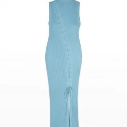 Jonathan Simkhai Ava Compact Rib Turtleneck Lace-Up Dress Dresses